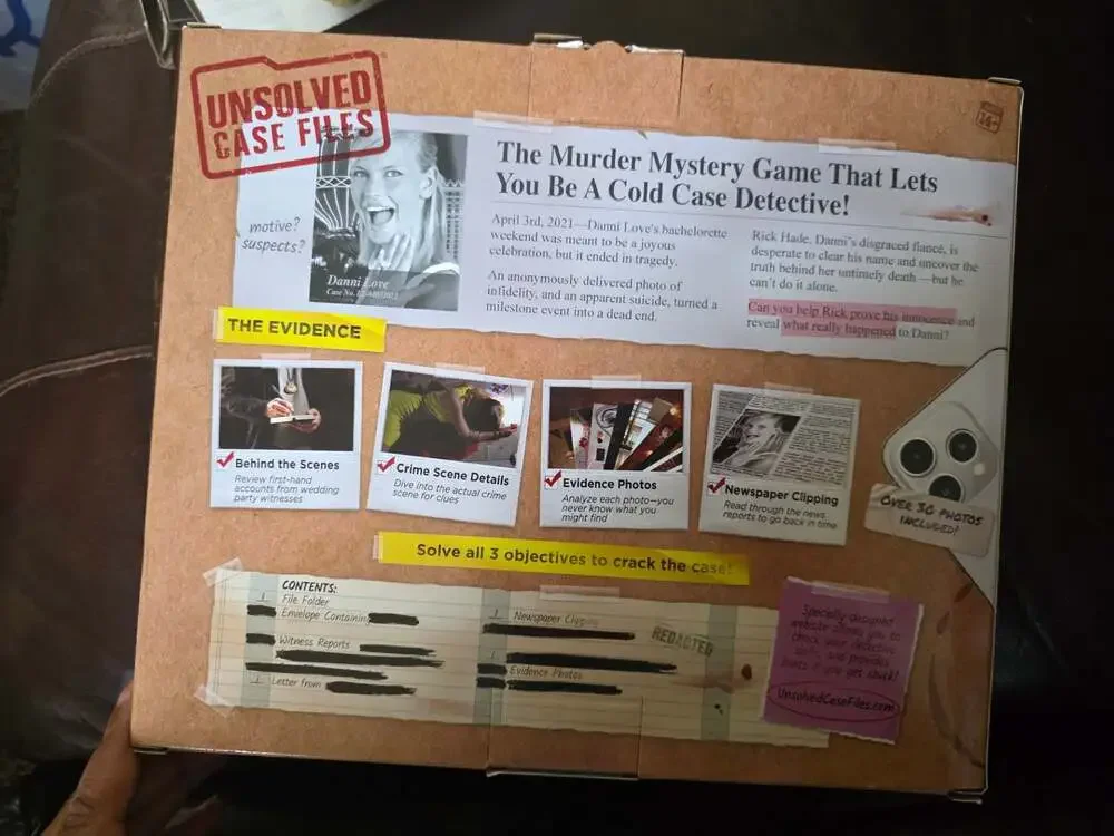 Unsolved Case Files Danni Love Murder Mystery Game